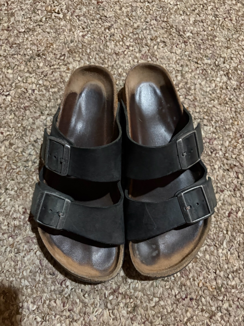 Birkenstock 38 Black Double-Buckle Slide Sandals